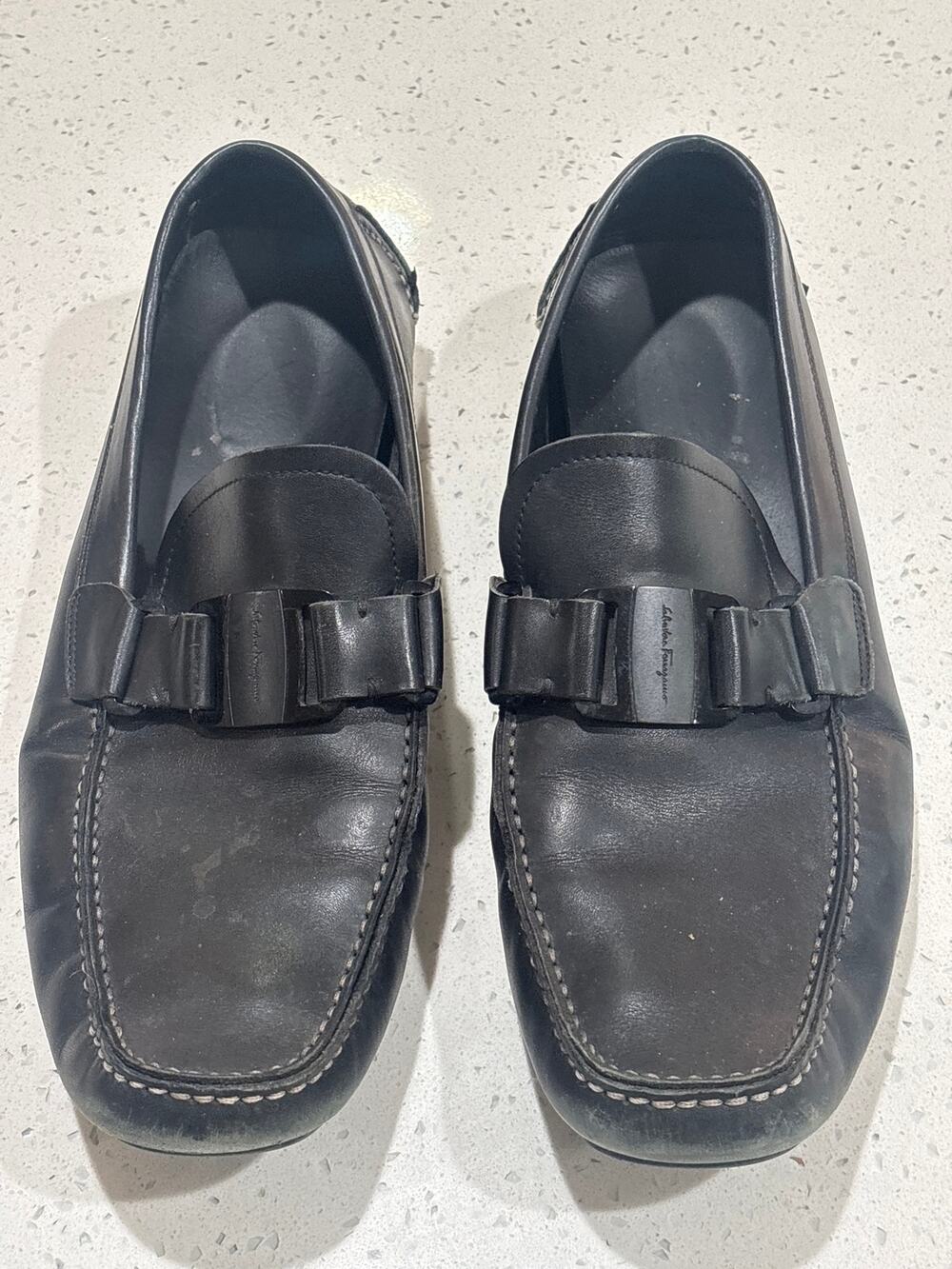 Men’s Ferragamo 10.5D black luxury Italian-crafted slip-on